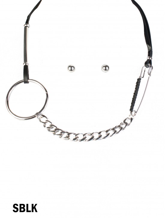 Multi-Function Circle & Brooch Clip Necklace & Earring Set
